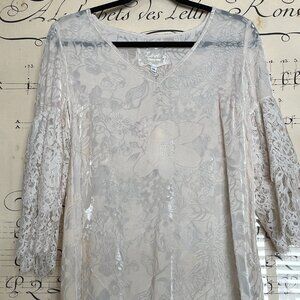NWT - JOHNNY WAS Ivory Velvet & Lace Top - PRICE REDUCED!!